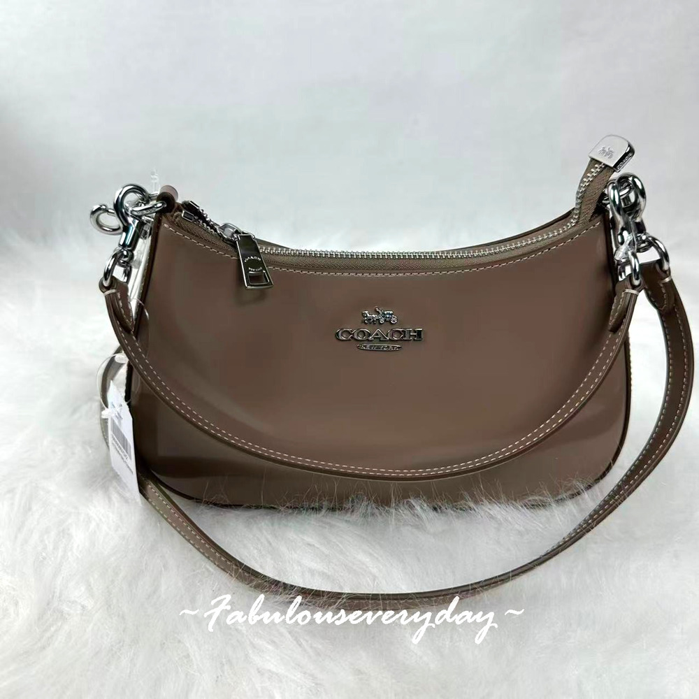 Coach Teri Shoulder Bag Crossbody In Leather Silver/Clay CV938 NWT - Picture 1 of 11